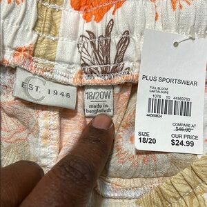 Cato Women's Straight Leg Pants - Orange and Brown Floral